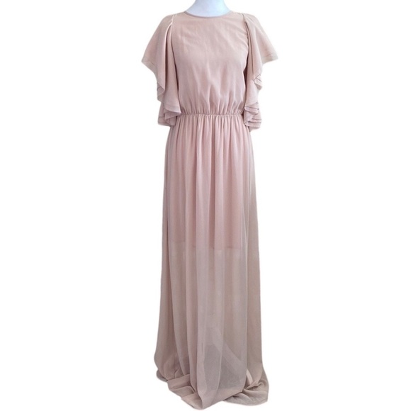 ASOS Wedding Cocktail Blush Pink Bridesmaid Party Formal Long Maxi Dress size 8 - Picture 1 of 9